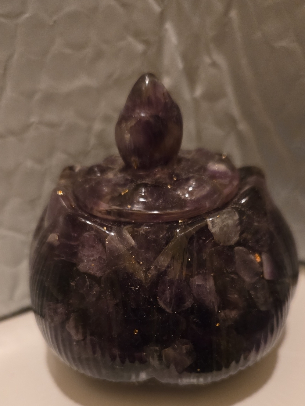 💜Amethyst Crystal-in-Resin Decorative Jar - Purple Vanity Accent💜